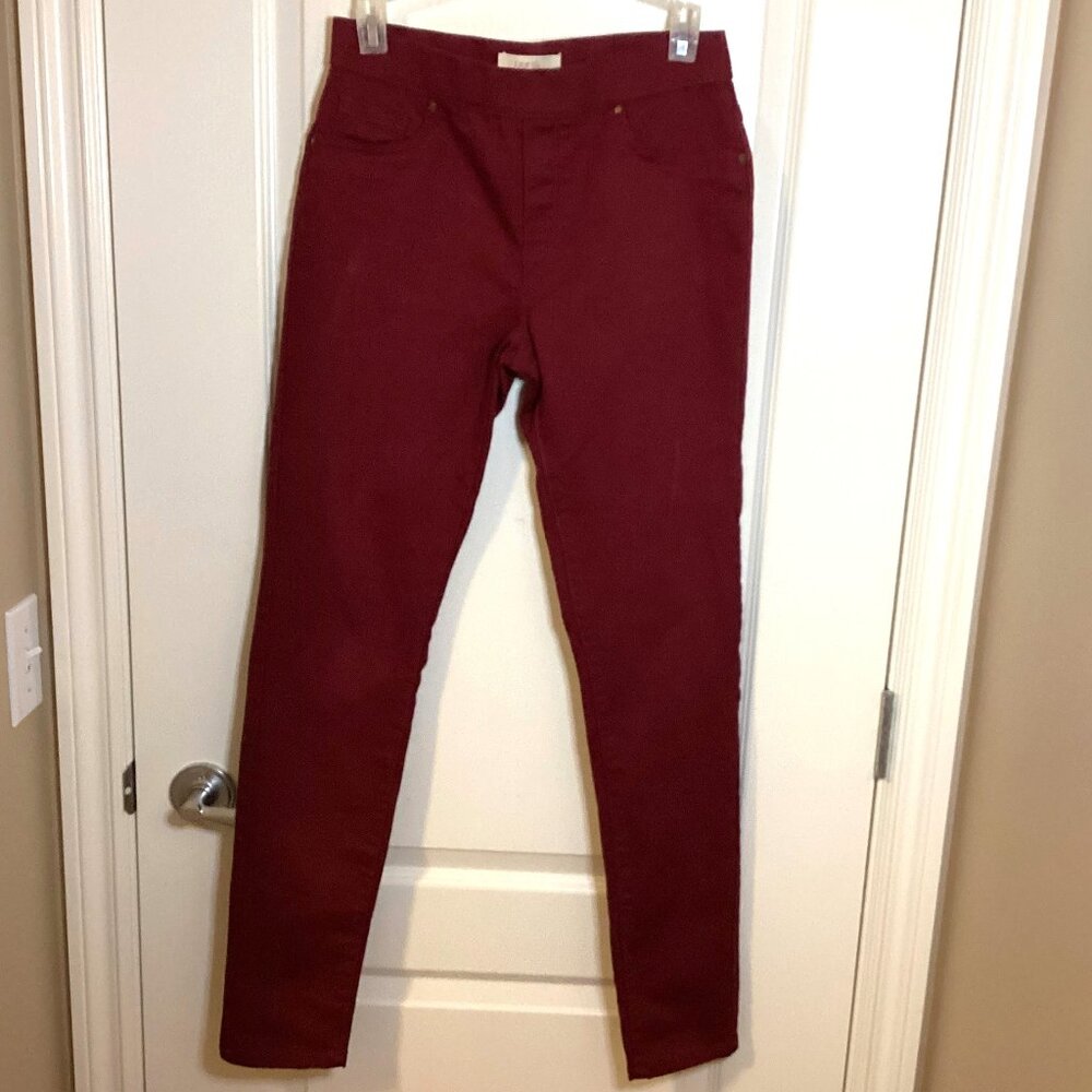 LiquidX Women's Casual Dark Red Jeans Size S Pants Narrow Straight Leg Pull-on